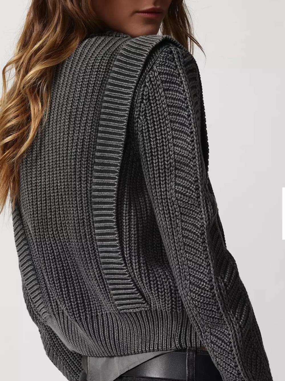 Urban Outfitters Charcoal Gray Rib & Cable Knit Sweater